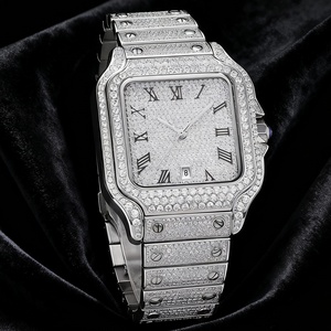 Orologio da Uomo Personalizzato di Alta Qualità con Cristalli di Ghiaccio VVS Moissanite, Meccanico, Cassa Quadrata, Lusso, Stile <span class=keywords><strong>Cartier</strong></span>, 39mm, Hip Hop - Product Image 6