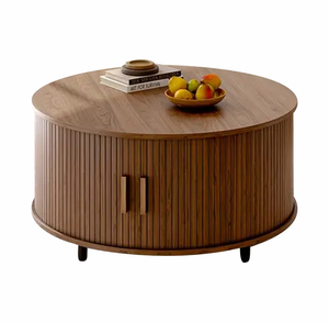 Bàn cà phê hiện đại cổ điển giữa thế kỷ với cửa tủ trượt tiết kiệm không gian bệ thiết kế lưu trữ phong phú Bảng gỗ - Product Image 2