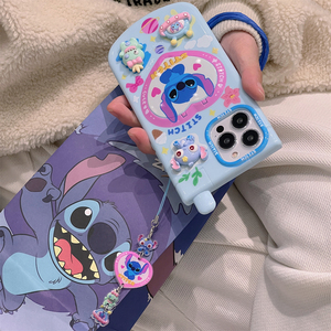 เคสโทรศัพท์กระจกแต่งหน้าสไตล์การ์ตูนน่ารักสุดหรูพร้อมขาตั้งสำหรับ iPhone 12 13 14 15 PRO MAX - Product Image 2