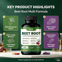 Complément Alimentaire OEM Multi-Formule de Racine de Betterave avec Zinc, Vitamine C, Grenade, Baies de sureau et Pépins de raisin – 120 Capsules Végétales