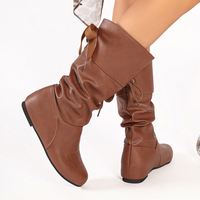 Bottes pour femmes, nouvelle collection automne-hiver-été 2025, bout pointu et rond, talon épais, semelle épaisse, à lacets