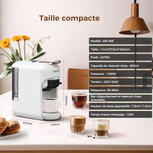 เครื่องชงกาแฟ CAFELFFE 5-in-1 แบบไฟฟ้า พลาสติก 20 บาร์ กึ่งอัตโนมัติ ชงเอสเพรสโซ่ ชงได้ทั้งร้อน/เย็น 7 แคปซูลน้ำ - Product Image 6
