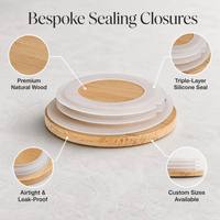 Couvercle en bois sur mesure avec joint en silicone triple couche, bouchon hermétique en bois pour pots à bougies et contenants alimentaires