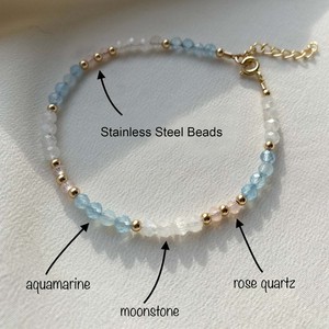 Regalo <span class=keywords><strong>de</strong></span> joyería <span class=keywords><strong>de</strong></span> embarazo hecho a mano 14K oro relleno delicado cuarzo rosa <span class=keywords><strong>piedra</strong></span> lunar y cuentas <span class=keywords><strong>de</strong></span> Aguamarina pulsera <span class=keywords><strong>de</strong></span> cristal <span class=keywords><strong>de</strong></span> <span class=keywords><strong>fertilidad</strong></span> - Product Image 2