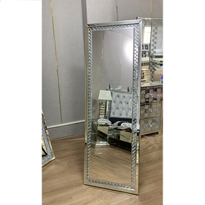 Salon scandinave <span class=keywords><strong>Miroir</strong></span> <span class=keywords><strong>mural</strong></span> géant rectangulaire de luxe <span class=keywords><strong>Miroir</strong></span> <span class=keywords><strong>mural</strong></span> octogonal perlé diamant décoratif 7/8ft <span class=keywords><strong>Miroir</strong></span> de sol - Product Image 2