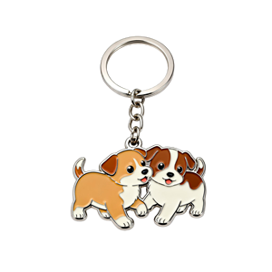 Lovely Puppy Couple Metal Keychain Enamel Key <b>Ring</b> <b>Cartoon</b> Dog Design Custom Logo Keychain Bulk Wholesale Gift - Product Image 1
