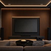 Panneau acoustique en bois de noyer WYRAX avec lattes en bois et feutre noir pour salle de réunion
