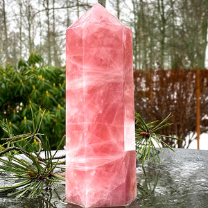 Articles spirituels, pendule de méditation en cristal, baguette en quartz rose, tours de cristal en quartz rose, CrystalHola 15-20cm - Product Image 3