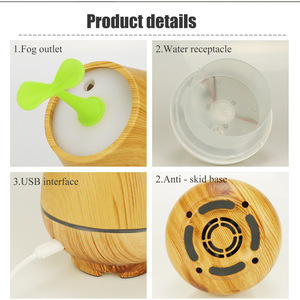 Diffuseur d'arômes en bois Yx-403, mini humidificateur alimenté par USB 5V pour usage domestique avec fonctionnement silencieux inférieur à 36Db - Product Image 4