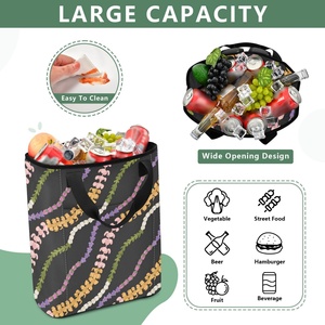 Sac à dos isotherme hawaïen en polyester avec impression intégrale personnalisée, motif Aloha Collection Black Puakenikeni Lei, 36 canettes, avec logo - Product Image 4