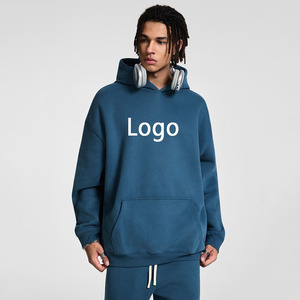 Doven Luxury Good Quality Casual Blue 350Gsm Soft Fleece Heavyweight <span class=keywords><strong>Over</strong></span> Boxy Pull <span class=keywords><strong>Over</strong></span> Dtg Print Custom Hoodies for Men - Product Image 1