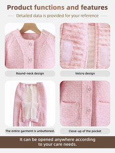 <span class=keywords><strong>Pyjama</strong></span> tricoté en coton et polyester à entrejambe ouvert pour patients paralysés, personnes âgées et post-chirurgicales – Facile à porter - Product Image 4