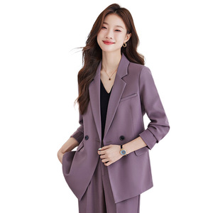 Women's Professional Two Piece Suit Set Solid Color Polyester Anti-Wrinkle Casual Wear For Spring Autumn - Product Image 5