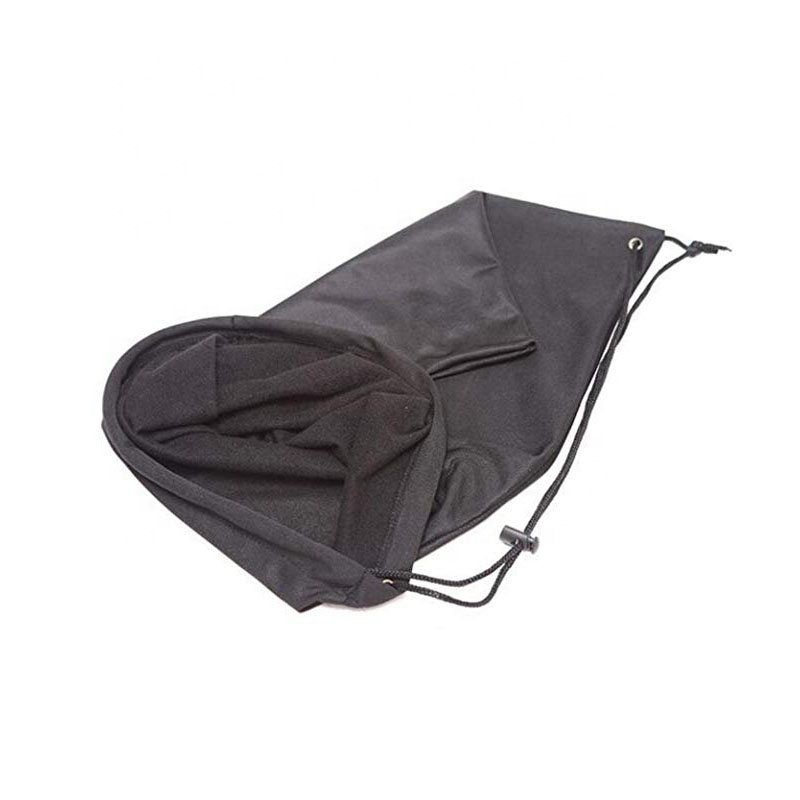 Black Plush Helmet Storage Drawstring Bag with Drawstring