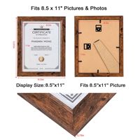 Cadre photo vintage en bois brun 8,5x11 pouces, cadre pour certificat, diplôme, document, cadre multi-usages pour affiche, affichage sur table ou mural