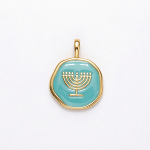 Collar con Colgante de Menorá de Plata de Ley 925, Chapado en Oro, con Circonita y Esmalte, Amuleto Judío, Regalo para Hanukkah o Bar Mitzvah - Product Image 1