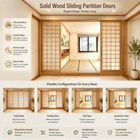 Porte coulissante en bois massif, porte japonaise Shoji, séparateur en bois mobile pour l'intérieur, adapté à la décoration intérieure de la chambre