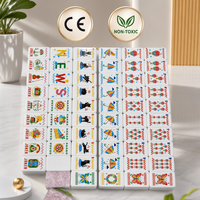 U.fun Ensemble de Mahjong Américain de Luxe, Tuiles en Acrylique Modernes, Portable, Écologique, Résistant à l'Eau, Dos Nacré Rose, Thème Chat de Compagnie