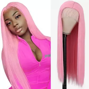 ZSF Human Hair Wig Wholesale Pink Color Silky Straight 13*4 Lace Frontal Wig Brazilian Unprocessed Virgin Hair For Black Women