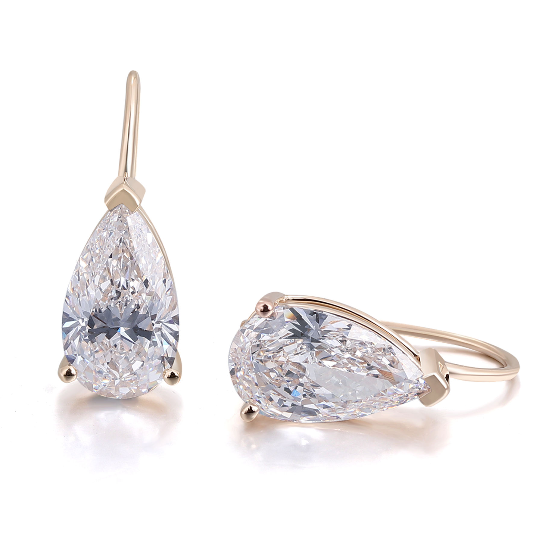 Boucles d'oreilles en or jaune 18 carats avec diamants de laboratoire