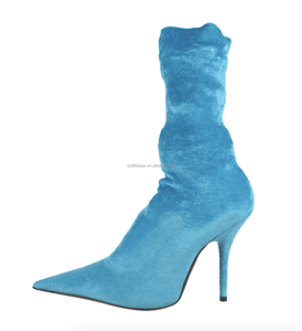 19 cm Unisex Piel cálida <span class=keywords><strong>Pelo</strong></span> largo Piel <span class=keywords><strong>Pelo</strong></span> azul Borlas <span class=keywords><strong>Plataforma</strong></span> Rodilla Bota Stiletto Tacón plateado Mujeres Pole Cavallino Boots - Product Image 3