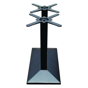 طاولة مستطيلة حديثة ثقيلة الوزن بقاعدة مستطيلة من الحديد الزهر الأسود ذات عمودين مسطحين لغرفة الطعام والاستخدام الخارجي - Product Image 4