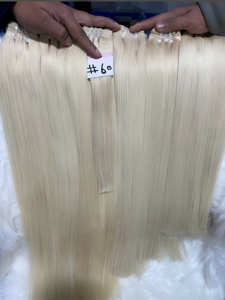 ผมแท้เวอร์จินอินเดียนเรมี่แบบต่อผมสำเร็จรูป # ผมสีบลอนด์ 60 เส้น แบบ Double Weft ความยาว 26 นิ้ว แบบ Double Drawn ฟอกสีอ่อน - Product Image 4