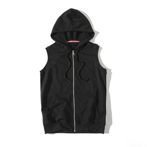 100% cotone Da Uomo Giacca Senza Maniche Pianura Logo Palestra Personalizzata Senza Maniche Con <span class=keywords><strong>Cappuccio</strong></span> Della Chiusura Lampo - Product Image 2