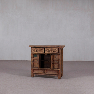 Mobile Intagliato in Legno di Olmo Antico dall'Era della Repubblica Cinese - Mobile Invecchiato e Patinato - Credenza Laterale in Stile Zen per Camera degli Ospiti - Product Image 4