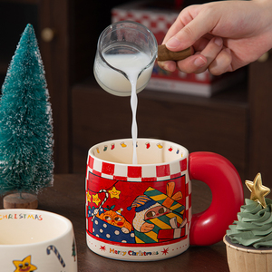Tasses à café en céramique créatives avec motif de Père Noël, cadeau de Noël, tasses de Noël, tasse Arbre de Noël - Product Image 4