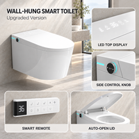 WC intelligent mural avec couvercle automatique, réservoir encastré, bidet, siège chauffant, sécheur à air chaud et télécommande