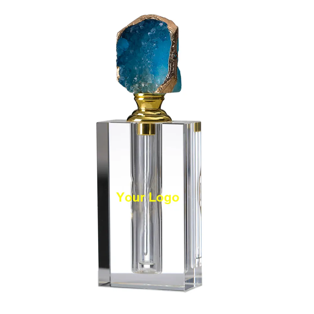 Gioiello fatto a mano Agata Bottiglie Parfum Quadrato di Pietra di Quarzo Naturale di Cristallo Bottiglia di Profumo