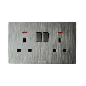 British Standard Universal 2 USB A/C 6-Pin PC Brushed Touch Panel Modern <b>Wall</b> Household Neon <b>Light</b> Power <b>Switch</b> Socket - Product Image 2