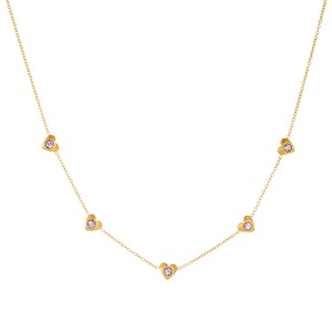 Heart-Shaped Gold Plated Jewelry <b>Set</b> With Purple Stones Stainless Steel Necklace <b>Bracelet</b> Earrings Gift <b>Set</b> - Product Image 5