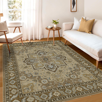 Tapis pour le salon Tapis lavable en machine, doux, à poils bas, antidérapant, tapis vintage