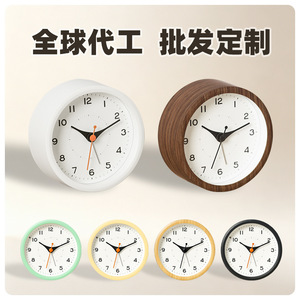 Round <b>Digital</b> Alarm <b>Clock</b> Children Student Gift Wood Grain Color Silent Sweep Second Night Light Desktop <b>Clock</b> - Product Image 5