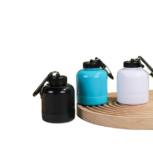 Custom Logo 200ml Portable Protein Powder Pre Workout Key Chain Container Climbing Clasp Barrel-shaped Funnel Storage Keychain