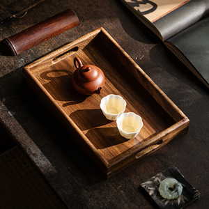 Guanlan Walnut Wood Rectangular <b>Tea</b> <b>Tray</b> Solid Wood <b>Tea</b> Serving <b>Tray</b> Elegant Design For <b>Tea</b> Set Storage - Product Image 5