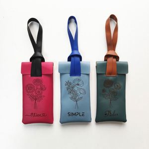 Correa para Gafas de Cuero PU Clásica con Bloques de Color Grabados Personalizados, Estuche Suave para Gafas con Flores de Nacimiento, Maquillaje para Damas de Honor - Product Image 5