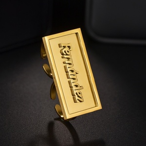 Conjunto de Anillos Geométricos de Latón Chapado en Oro, Anillo de Oro Moderno para Mujer, Joyería de Moda Diaria, Regalo - Product Image 4