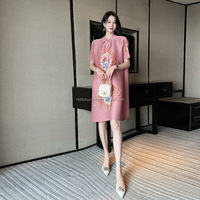Robe longue plissée trapèze pour femme, style chinois ancien, tissée, élégante, perlée, grande taille, de haute qualité