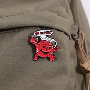 เข็มกลัดเคลือบรูปหัวกะโหลกฟักทองฮาโลวีนเข็มกลัดแก้วใส่ไวน์แดงตามสั่งเครื่องประดับแบบกอธิคขายส่ง - Product Image 3