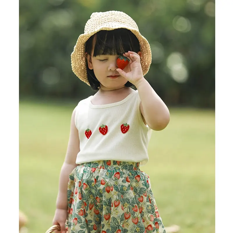 Wholesale 2022 Summer Baby Girl Tops Vest Sleeveless T Shirt Girls Cotton Kids T-shirts For Girls