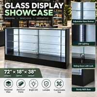 72-Zoll LED-Glasvitrine Verkaufstheke mit Verstellbaren Regalen Aluminiumrahmen
