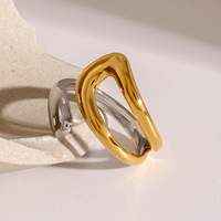 ERESI Two Color Tones Schmuck Hohl kreuz ringe Verschiedene unregelmäßige hohle Edelstahl plattierte 18 Karat Gold Ring für Frauen