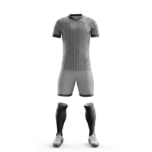 Conjunto de Camiseta de Fútbol con Rayas Personalizadas, 100% Poliéster, Manga Corta, Logotipo Frontal, Secado Rápido, Ropa Deportiva para Adultos - Product Image 1