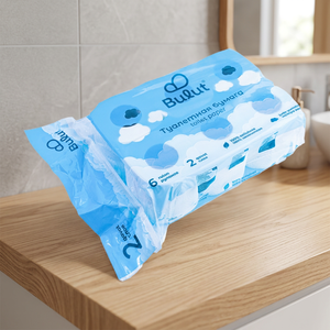 Papier toilette doux écologique jetable à 2 plis en pâte de bois vierge, modèle standard 411 Bulut, lot de 6 à 10 rouleaux - Product Image 3