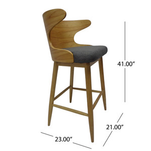 Modern Industrial New Wood <b>Stool</b> Kitchen Cafe Dining Chairs with Backrest for Restaurant Bar Hotel and Home Use (Set of 2) - Product Image 6
