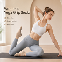 Chaussettes de yoga antidérapantes à cinq doigts pour femmes, en coton respirant, pour Pilates, entraînement et sport professionnel, vente en gros