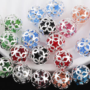 Nouveauté boule de lanterne ronde accessoires de bijoux perles de forage en alliage avec trou droit téléphone porte-clés collier bricolage perles stylo - Product Image 1